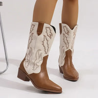 Point Toe Block Heels Boots