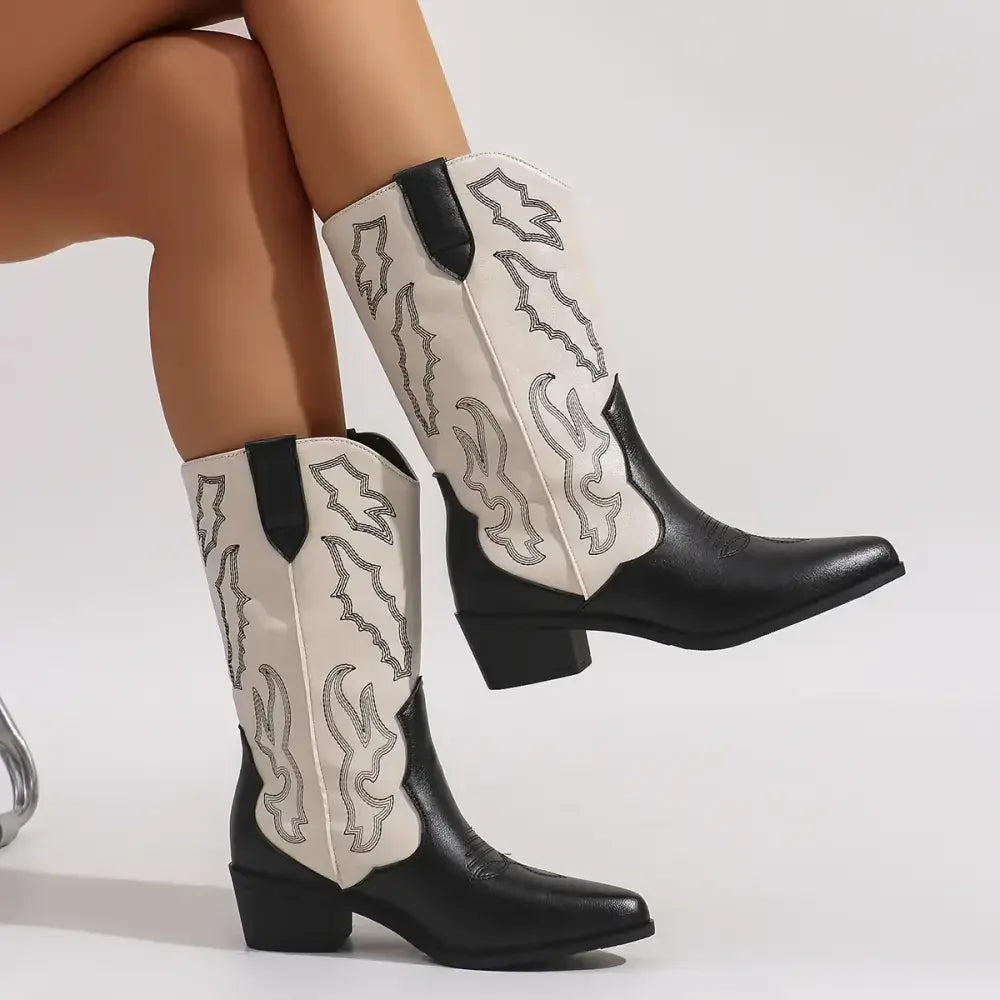 Point Toe Block Heels Boots