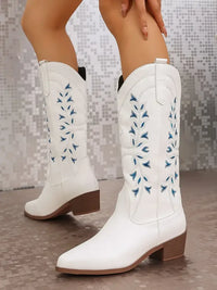 Point Toe Block Heels Boots