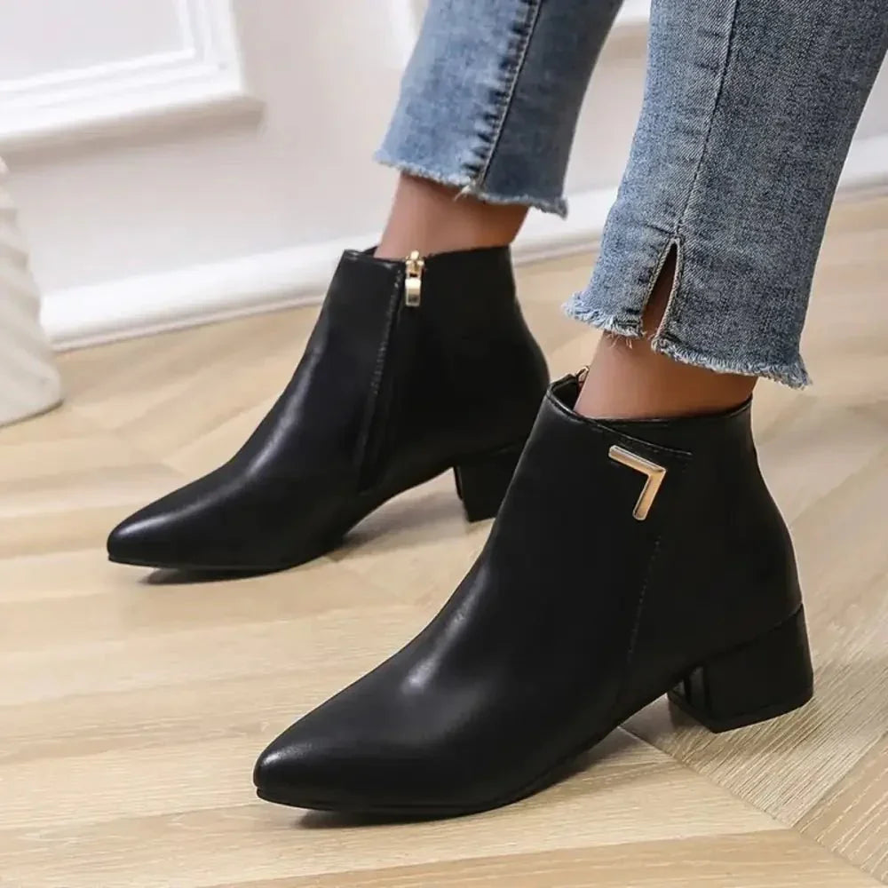 Point Toe Block Heels Boots - Update AvenueTrendsi100600945072876100600945072876Point Toe Block Heels BootsBlack
