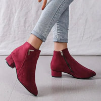 Point Toe Block Heels Boots - Update AvenueTrendsi100600945075894100600945075894Point Toe Block Heels BootsRed