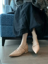Point Toe Block Heels Pumps
