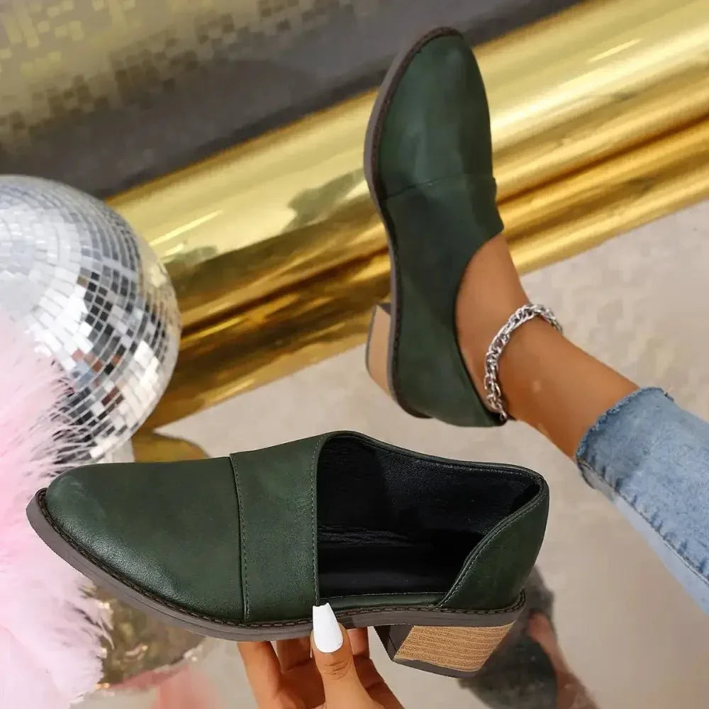 Point Toe Block Heels Pumps - Update AvenueTrendsi100600853801984100600853801984Point Toe Block Heels PumpsArmy Green