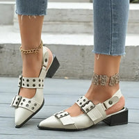 Point Toe Block Heels Slingback Pumps
