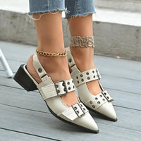 Point Toe Block Heels Slingback Pumps