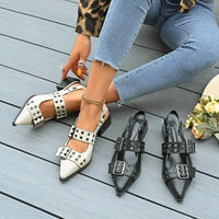 Point Toe Block Heels Slingback Pumps