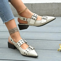 Point Toe Block Heels Slingback Pumps