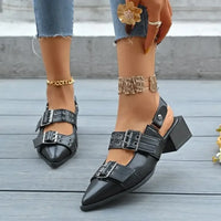 Point Toe Block Heels Slingback Pumps