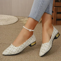 Point Toe Block Heels Slip-Ons