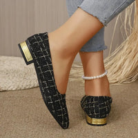 Point Toe Block Heels Slip-Ons