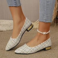 Point Toe Block Heels Slip-Ons