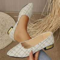 Point Toe Block Heels Slip-Ons