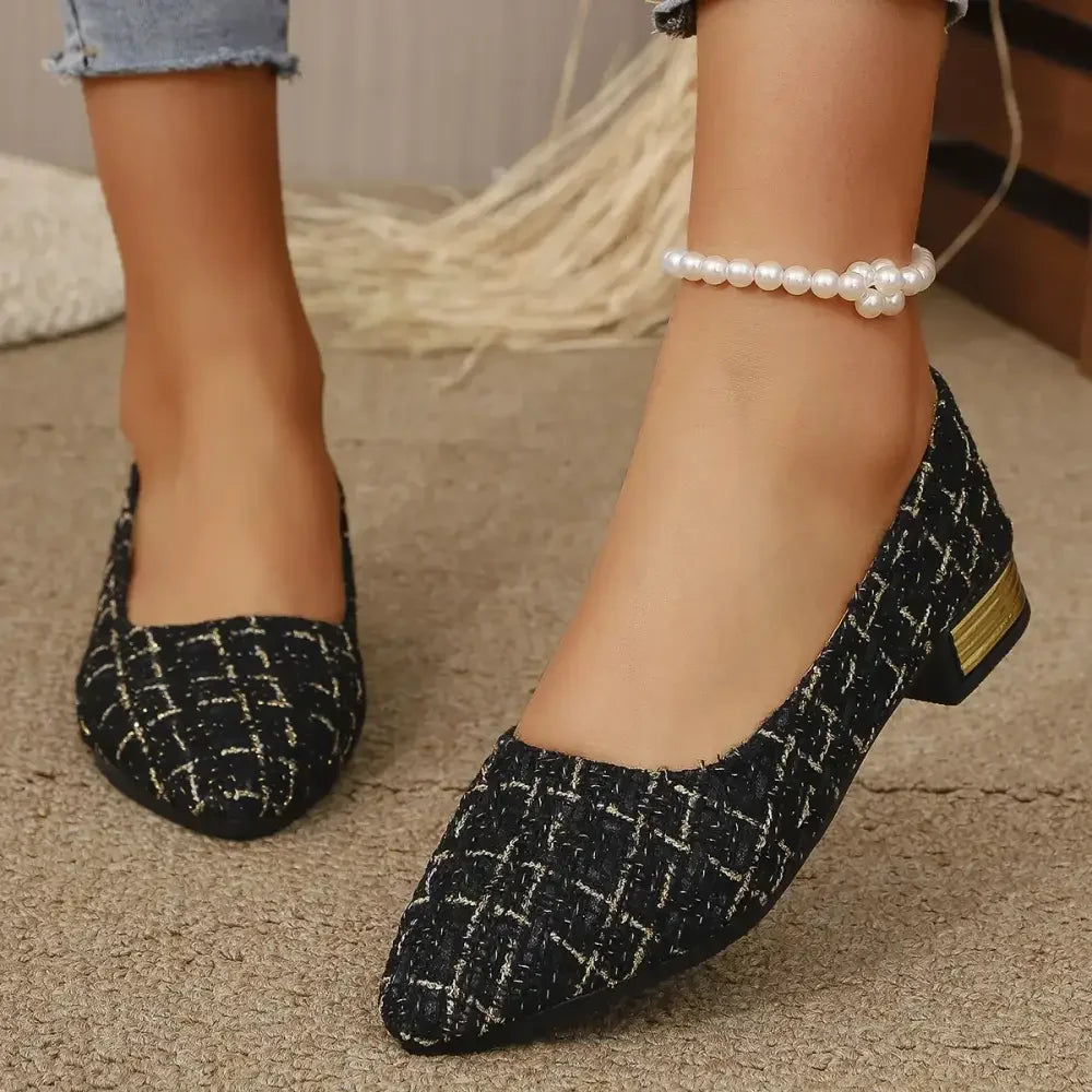 Point Toe Block Heels Slip-Ons