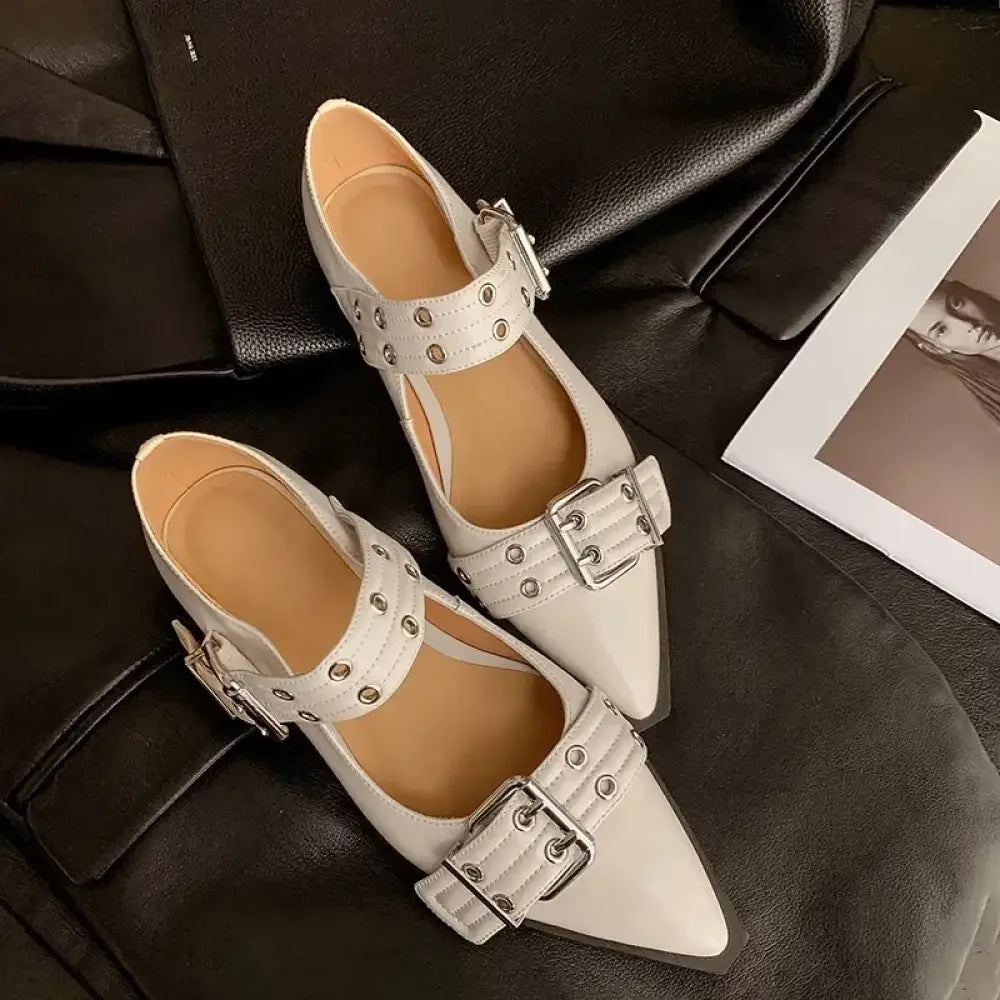 Point Toe Buckle Slip-Ons