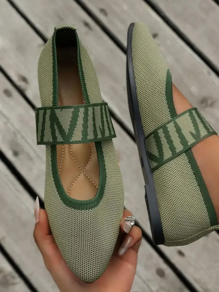 Point Toe Flats Mesh Gingham Strap Loafers