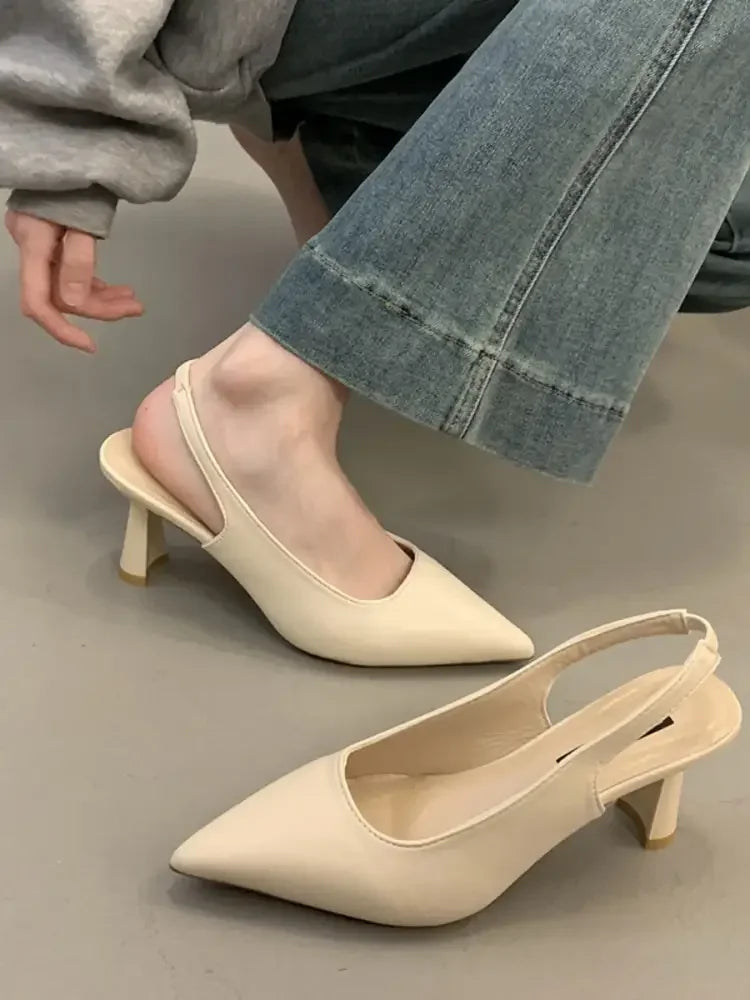 Point Toe Mid Heels Pumps