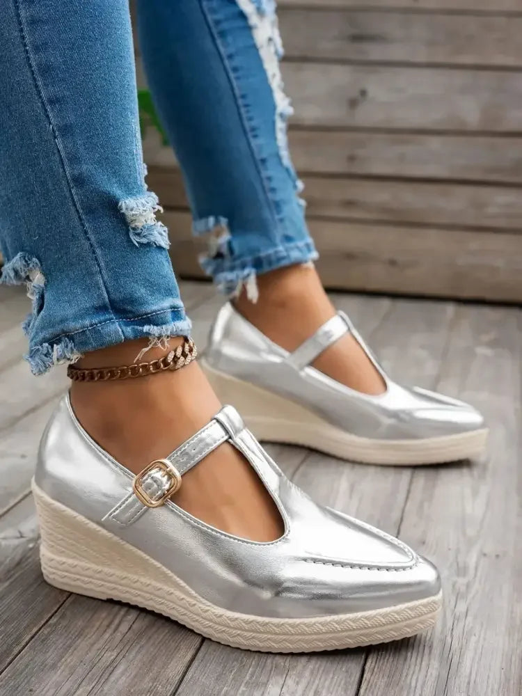 Point Toe Wedge Loafers