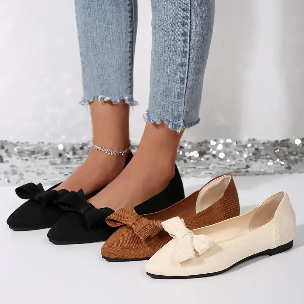 Pointed Toe Bow Slip-Ons
