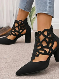 Pointed Toe Cut - Out Block Heel Pumps - Update AvenueTrendsi100600627518056100600627518056Pointed Toe Cut - Out Block Heel PumpsBlack