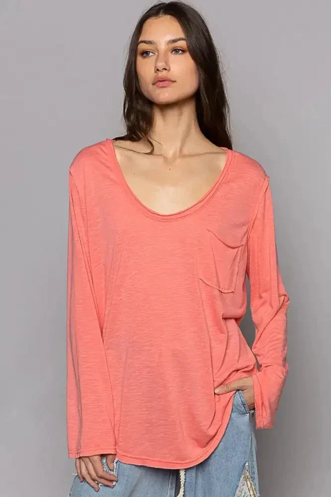 POL Chest Pocket Long Sleeve T-Shirt - Update AvenueT-ShirtsTrendsi100100089521324100100089521324d282b492 - 3910 - 4c37 - 866b - 64d197fd0889 - Max - OriginStrawberry