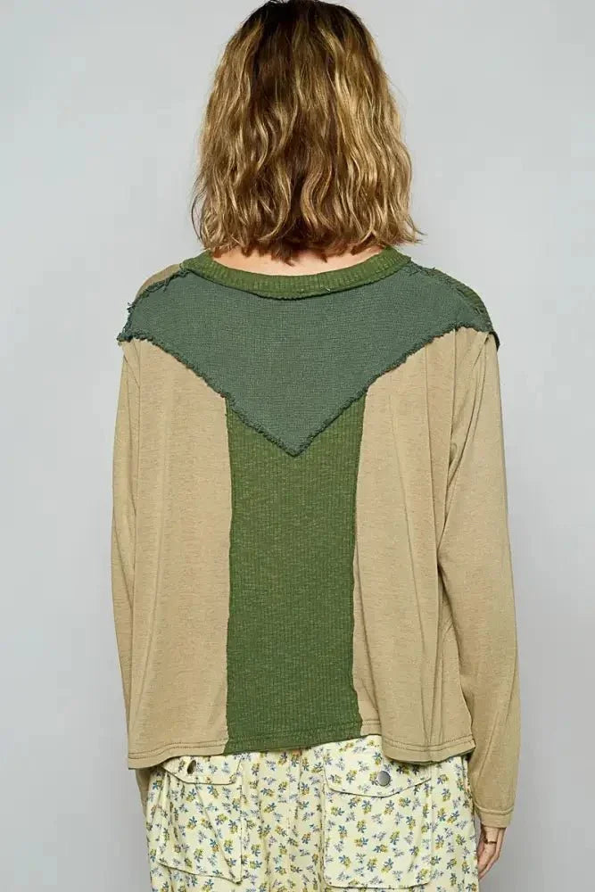 POL Color Block Notched Long Sleeve T-Shirt - Update AvenueT-ShirtsTrendsi10010011375138110010011375138124939838 - bb21 - 4bfe - bf23 - 716bf36d01dc - Max - OriginMatcha Green