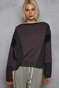 POL Contrast Round Neck Long Sleeve T-Shirt - Update AvenueT-ShirtsTrendsi100100407941149100100407941149fa0aa888 - 3dd7 - 421c - 952d - 7fc4b7342688 - Max - OriginDark Gray