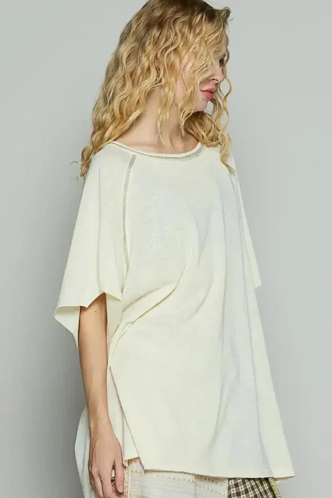 POL Contrast Stitching Half Sleeve Oversized T-Shirt - Update AvenueT-ShirtsTrendsi10010058054152410010058054152407de9858 - 9152 - 4556 - 8747 - 152d9f752722 - Max - OriginCUSTARD
