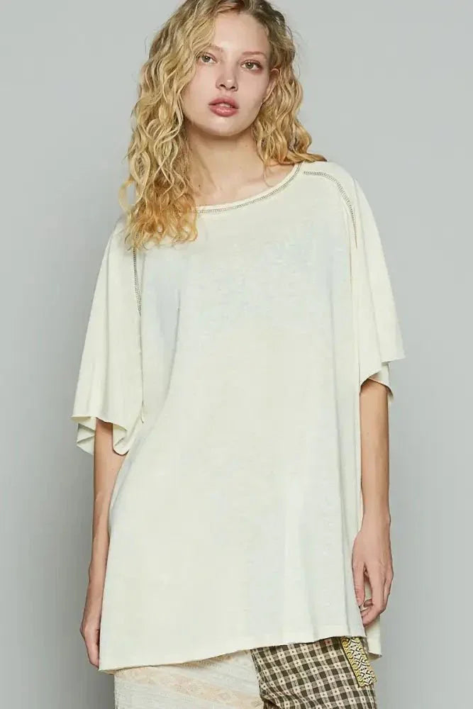 POL Contrast Stitching Half Sleeve Oversized T-Shirt - Update AvenueT-ShirtsTrendsi100100580541524100100580541524b02b6583 - cc79 - 4d7e - 9ee0 - 72641809dad2 - Max - OriginCUSTARD