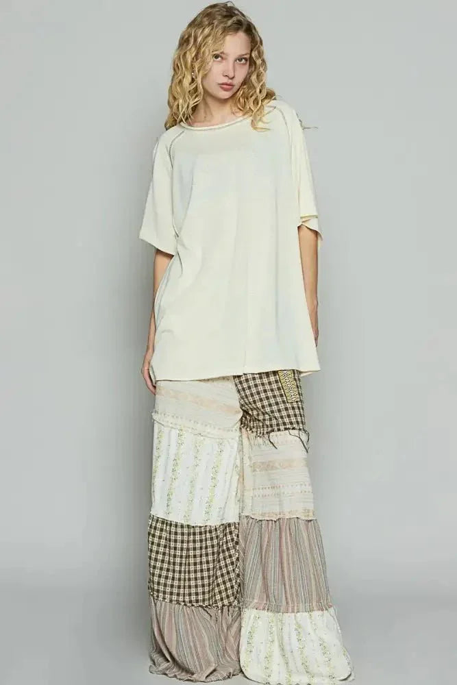 POL Contrast Stitching Half Sleeve Oversized T-Shirt - Update AvenueT-ShirtsTrendsi1001005805415241001005805415243bef1ee6 - 321f - 4601 - 92ce - 56583b4757ab - Max - OriginCUSTARD