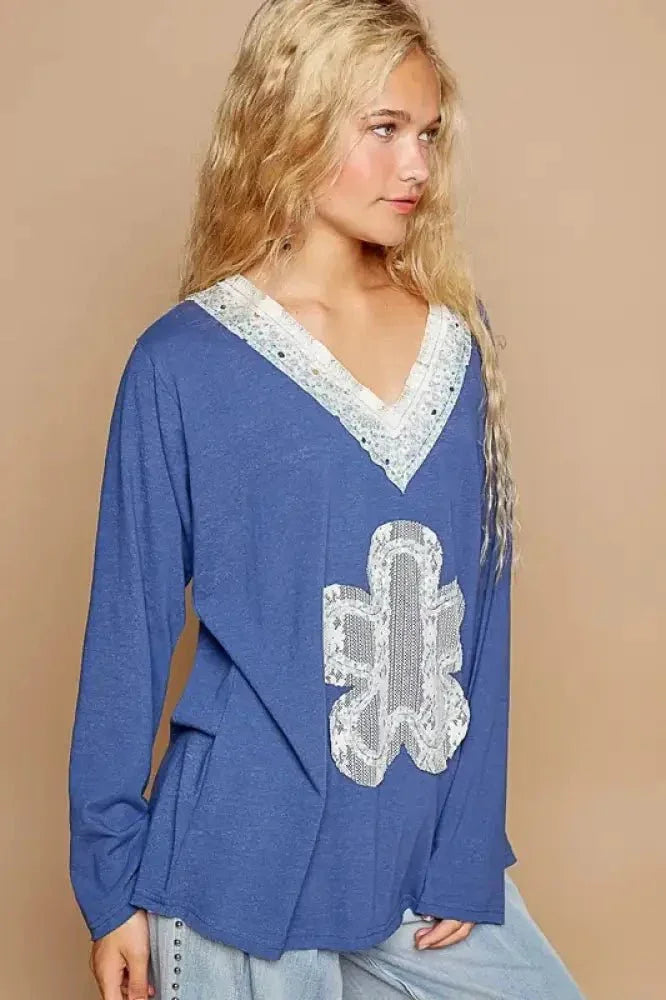 POL Lace Flower Patch Long Sleeve T-Shirt - Update AvenueT-ShirtsTrendsi100100378891662100100378891662cb7f70e1 - dc5d - 4dbc - bf4c - 6a3960614b8f - Max - OriginRoyal Blue