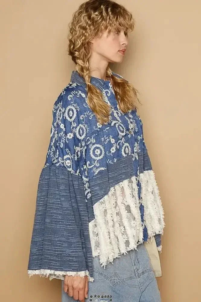 POL Lace Hem Embroidered Long Sleeve Shirt - Update AvenueFestival VibesTrendsi10010058954141610010058954141677f5cfc3 - 9128 - 4759 - b2aa - a4cf78a15da9 - MaxPeacock Blue
