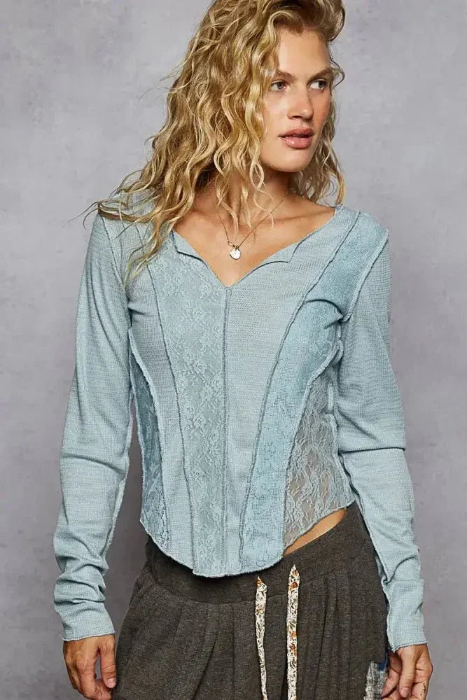 POL Lace Patchwork Long Sleeve T-Shirt - Update AvenueT-ShirtsTrendsi100100653961113100100653961113d1b826ce - c9e8 - 4a3e - 8c5a - 8ec74ac4b0d5 - Max - OriginAir Force Blue