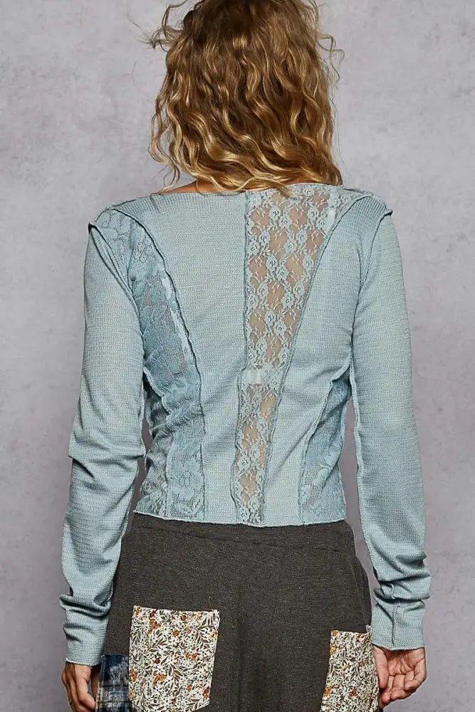 POL Lace Patchwork Long Sleeve T-Shirt - Update AvenueT-ShirtsTrendsi1001006539611131001006539611132ad9b449 - b5d3 - 4336 - a274 - 9e6c6e2f48f1 - Max - OriginAir Force Blue