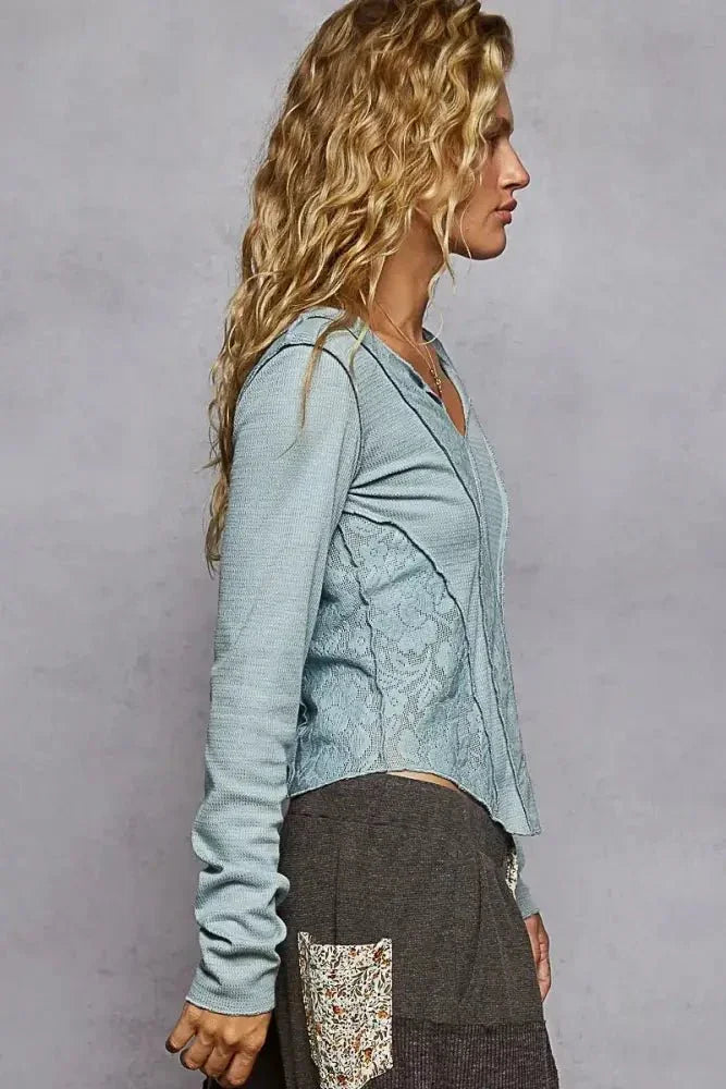 POL Lace Patchwork Long Sleeve T-Shirt - Update AvenueT-ShirtsTrendsi1001006539611131001006539611132a557770 - d0e0 - 47c6 - a2a1 - 08b166f6a0d7 - Max - OriginAir Force Blue