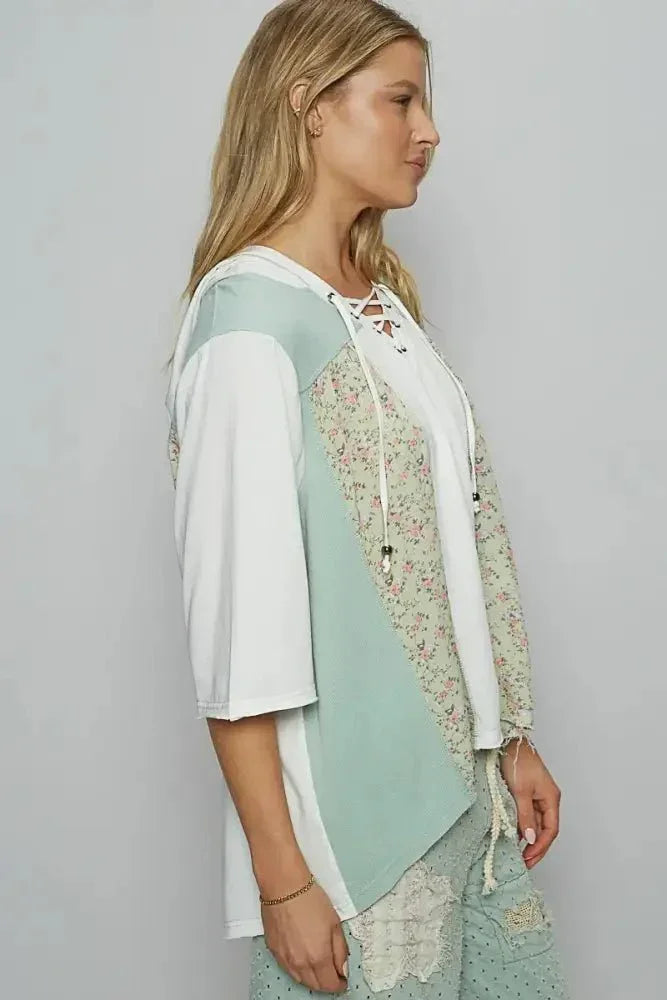 POL Lace - Up Hooded T-Shirt with Paisley Panel Detail - Update AvenueT-ShirtsTrendsi1001001749114161001001749114162732ce7d - 1372 - 4020 - aa3b - b9de0427d74a - Max - OriginLight Green