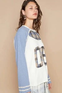 POL Plaid Number 06 Raglan Sleeve T-Shirt - Update AvenueT-ShirtsTrendsi1001000647312141001000647312149b2555a4 - 7429 - 44e1 - 9c0e - b1aa9f385185 - Max - OriginLight Blue