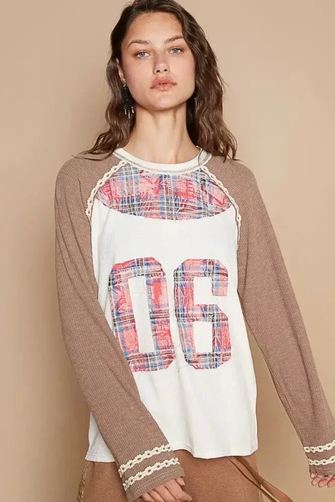 POL Plaid Number 06 Raglan Sleeve T-Shirt - Update AvenueT-ShirtsTrendsi100100971651630100100971651630a32e8a46 - 259c - 4f29 - a76b - 269de2325066 - Max - OriginMocha
