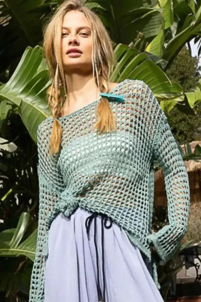 POL Side Slit Openwork Long Sleeve Knit Cover Up - Update AvenueTrendsi100100741801763100100741801763bbeaf784 - 79a0 - 4b90 - 87a5 - 155ebcfea8c7 - MaxDUSKY TEAL