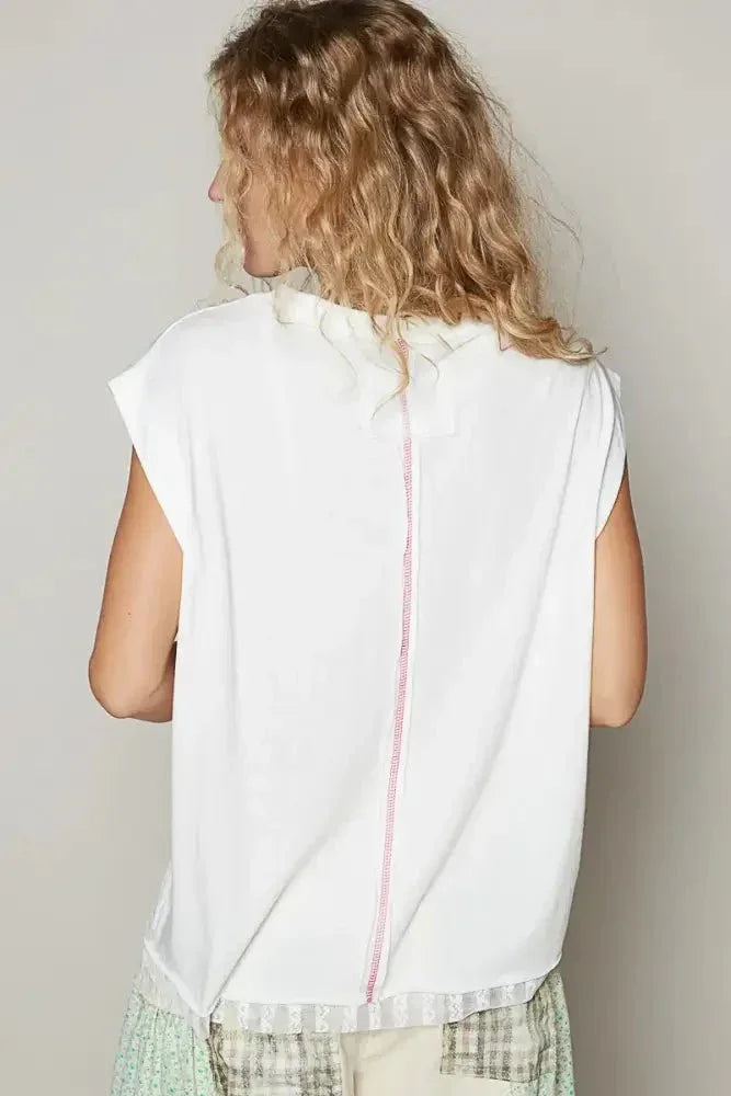 POL Star Patch Studded Sleeveless T-Shirt with Lace Hem - Update AvenueT-ShirtsTrendsi100100094991954100100094991954767aac3d - 78b8 - 457e - a600 - 219159725f25 - Max - OriginWhite