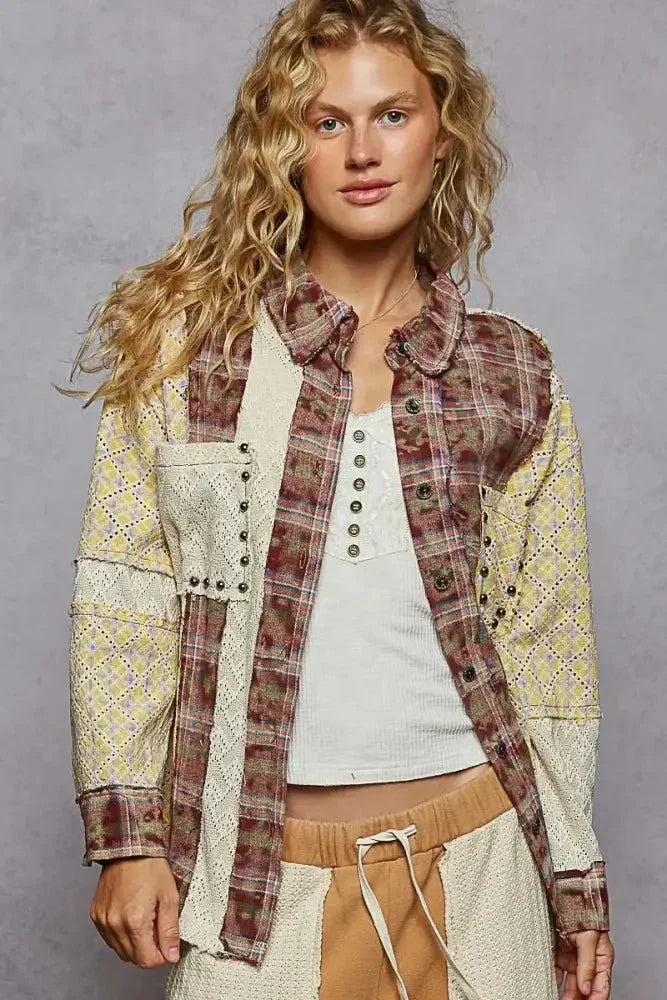 POL Studded Contrast Plaid Long Sleeve Shirt - Update AvenueTrendsi100100979031755100100979031755ad0086e7 - 36e3 - 4ace - bfe7 - 6d38119706fd - Max - OriginDark Brown