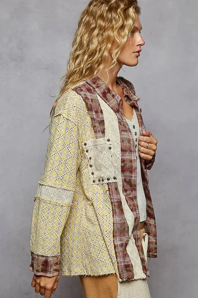 POL Studded Contrast Plaid Long Sleeve Shirt - Update AvenueTrendsi1001009790317551001009790317558f9309e5 - 8ab3 - 494c - abd7 - 2c5fa302cd53 - Max - OriginDark Brown