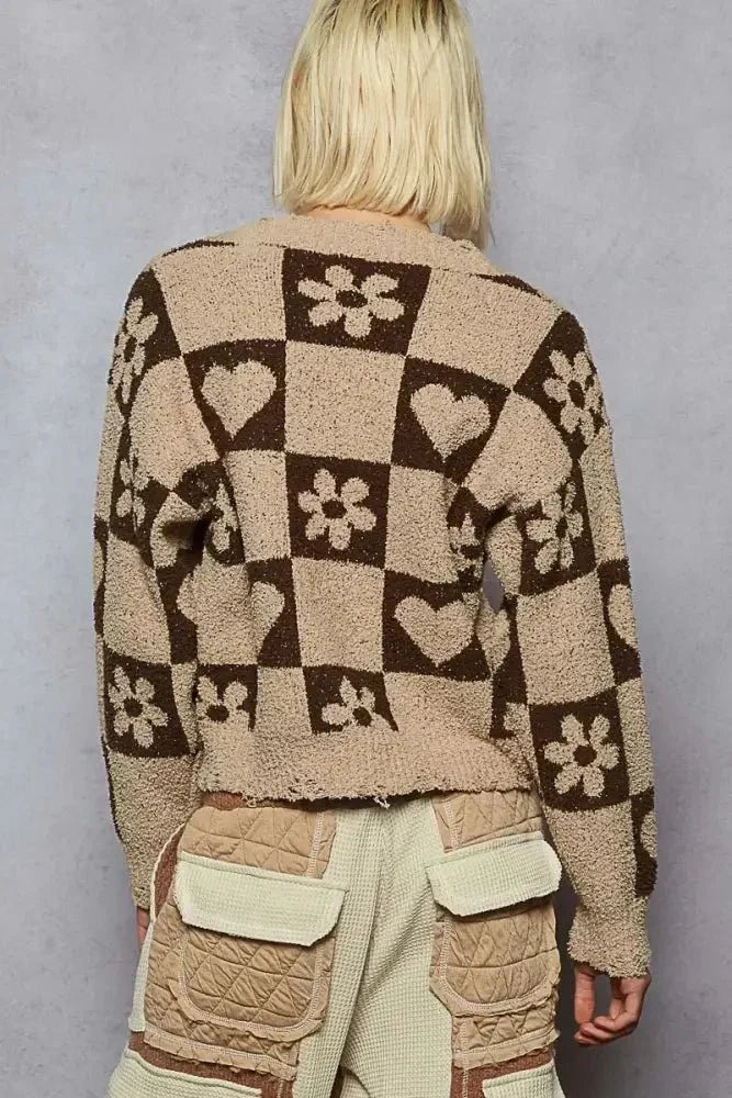POL V - Neck Heart Pattern Checkered Sweater - Update AvenueTrendsi10010003510116610010003510116662da1569 - 5216 - 4d8f - 82a9 - 43d56ce50344 - Max - OriginMOCHA/BROWN