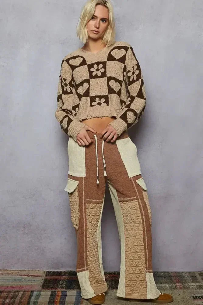 POL V - Neck Heart Pattern Checkered Sweater - Update AvenueTrendsi100100035101166100100035101166be539e76 - fd46 - 471c - 8cae - 502e5ccb93ac - Max - OriginMOCHA/BROWN
