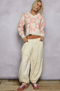 POL V - Neck Heart Pattern Checkered Sweater - Update AvenueTrendsi1001003624412391001003624412393c8beb3d - a395 - 4f3e - ac86 - 25ae99d1f1cb - Max - OriginCREAM/PINK