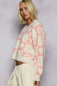 POL V - Neck Heart Pattern Checkered Sweater - Update AvenueTrendsi100100362441239100100362441239e49ad417 - 6dac - 4ffa - ad55 - bc0f06f7fdf2 - Max - OriginCREAM/PINK