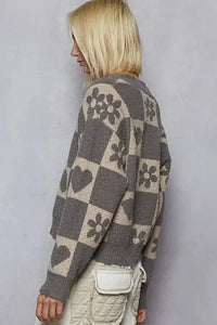 POL V - Neck Heart Pattern Checkered Sweater - Update AvenueTrendsi100100512031192100100512031192e0f887cc - 8a95 - 4f9c - 9caf - 78a8bc5c048d - Max - OriginGHOST GREY/BEIGE