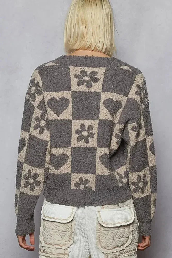 POL V - Neck Heart Pattern Checkered Sweater - Update AvenueTrendsi100100512031192100100512031192c449b05a - 6bc2 - 4997 - a6cf - 3bf5e325c1f5 - Max - OriginGHOST GREY/BEIGE
