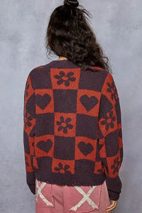 POL V - Neck Heart Pattern Checkered Sweater - Update AvenueTrendsi1001007419819101001007419819108f2c794c - 01b0 - 46ca - ac6c - 3fadf5eaec3d - Max - OriginCHARCOAL/BURGUN