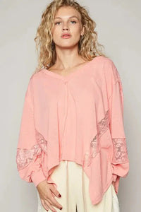 POL V - Neck Long Sleeve T-Shirt with Lace Detail - Update AvenueT-ShirtsTrendsi100100124241457100100124241457a6606548 - 890d - 47a3 - 9a6a - 5add0e053f18 - Max - OriginBlush Pink