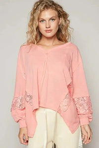 POL V - Neck Long Sleeve T-Shirt with Lace Detail - Update AvenueT-ShirtsTrendsi1001001242414571001001242414574c879202 - aa02 - 4ce3 - 8565 - e930d0e68d99 - Max - OriginBlush Pink